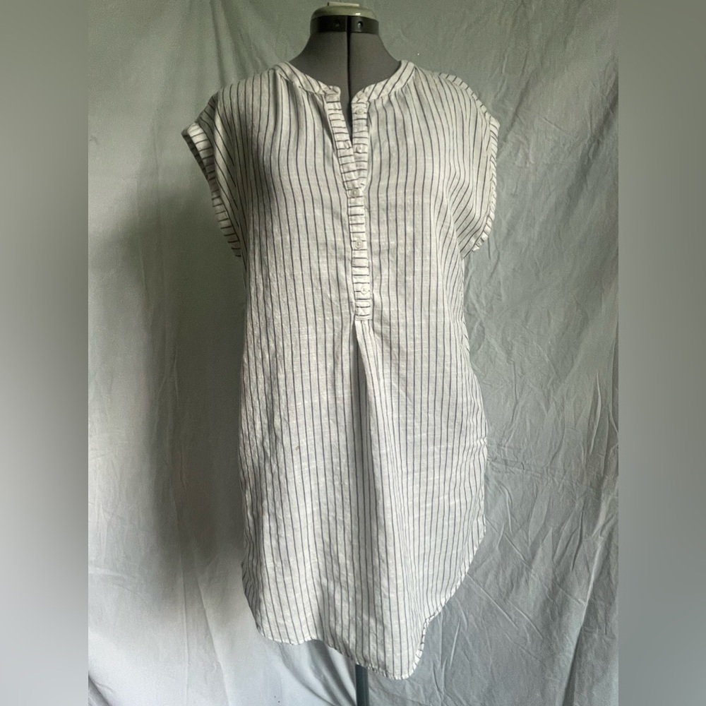 Gray and cream striped dress/tunic with POCKETS